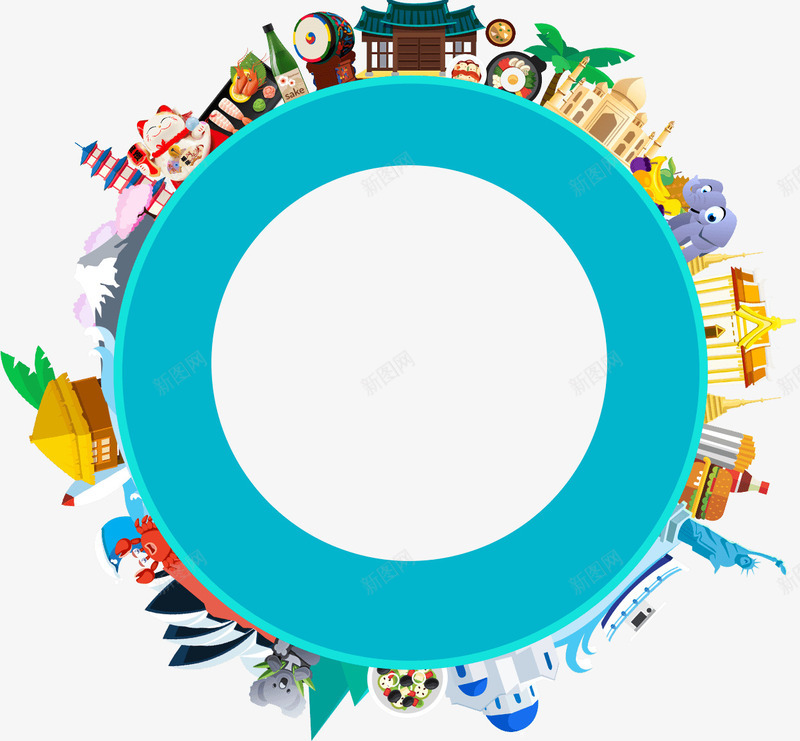 蓝色圆环外建筑png免抠素材_88icon https://88icon.com 圆环 建筑 蓝色 设计