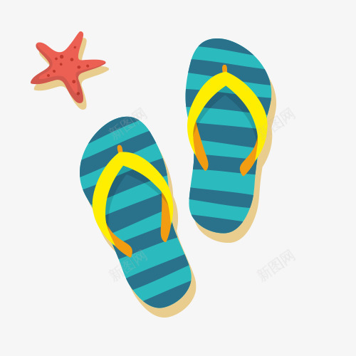 条纹图案的人字拖png免抠素材_88icon https://88icon.com 人字拖 大海 沙滩鞋 海星 简图 贝壳 鞋子