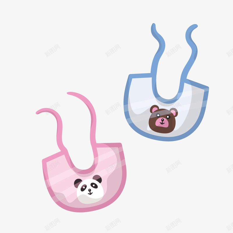 婴儿围兜装饰矢量图ai免抠素材_88icon https://88icon.com 卡通婴儿用品 口水袋 婴儿围兜 背景装饰 矢量图