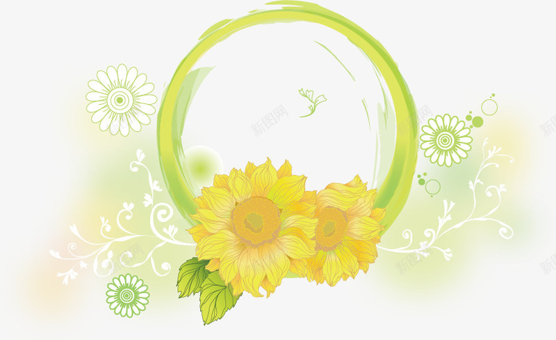 潮流圆形花朵png免抠素材_88icon https://88icon.com 秋意 花开 黄色