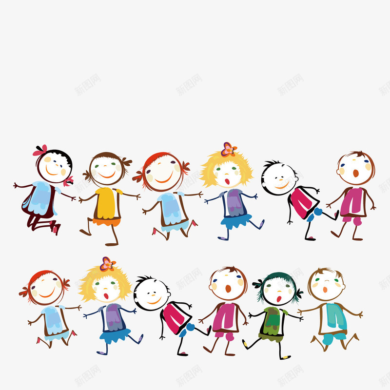 牵着手做游戏的小孩矢量图ai免抠素材_88icon https://88icon.com 做游戏 小孩 牵手 矢量图