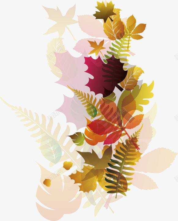 潮流植物树叶png免抠素材_88icon https://88icon.com 树叶 植物叶片 红叶 花叶