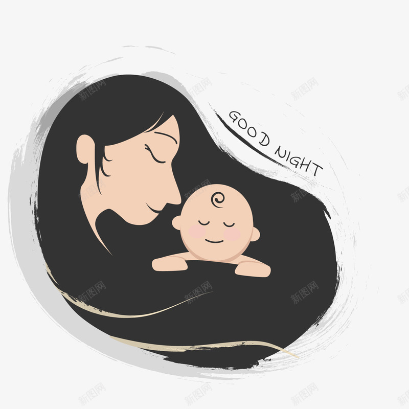 卡通创意插画矢量图ai免抠素材_88icon https://88icon.com 卡通 国际睡眠日 婴儿 插画设计 母亲节 母婴 矢量图