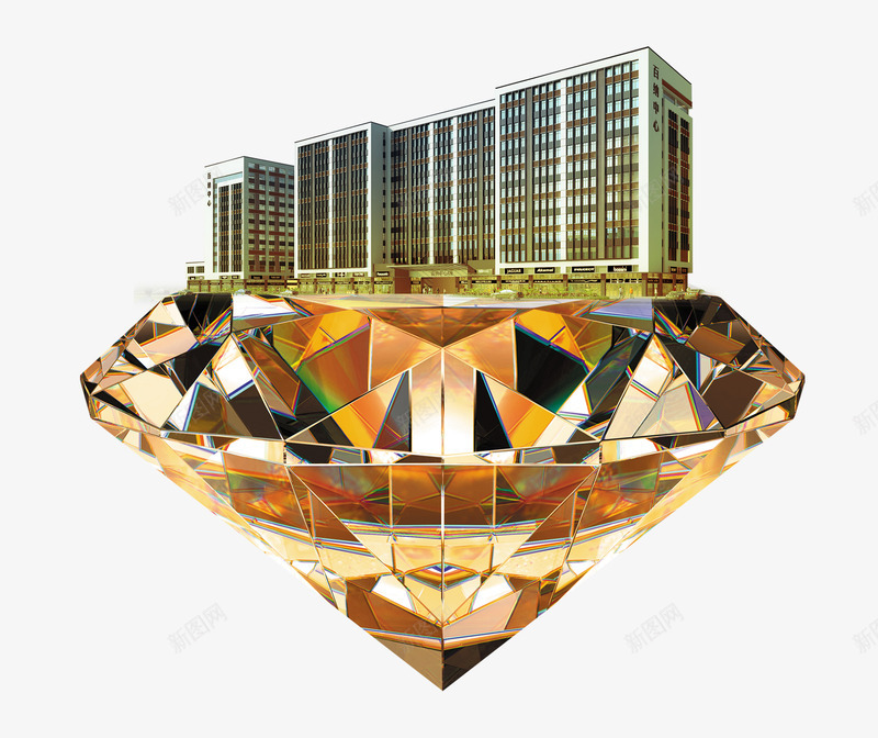 金色水晶钻石楼盘png免抠素材_88icon https://88icon.com 楼盘 水晶 金色 钻石