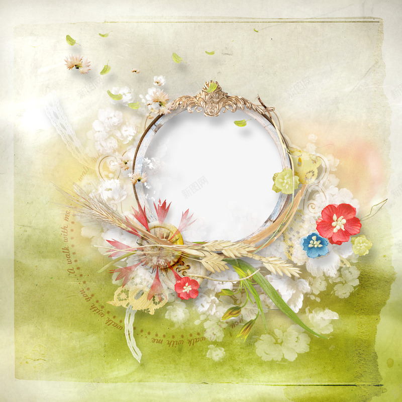 花朵装饰圆环相框png免抠素材_88icon https://88icon.com 叶子 圆环 圆环相框 花朵 花枝 装饰花朵