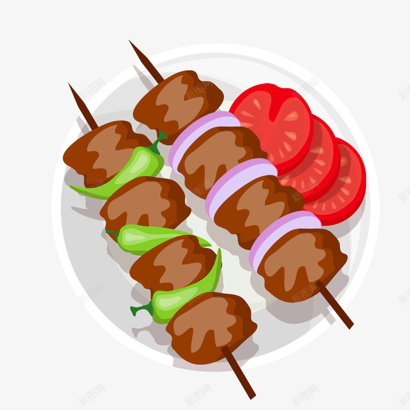 彩色烤串卡通插画矢量图ai免抠素材_88icon https://88icon.com 光泽 圆弧 弯曲 彩色 纹理 美食 西红柿 质感 食物 矢量图