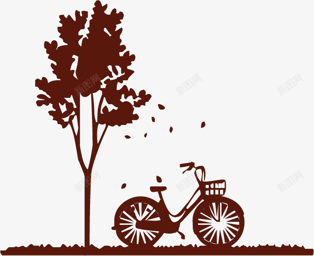 休闲生活矢量图ai免抠素材_88icon https://88icon.com 休闲生活 大树 自行车 矢量图