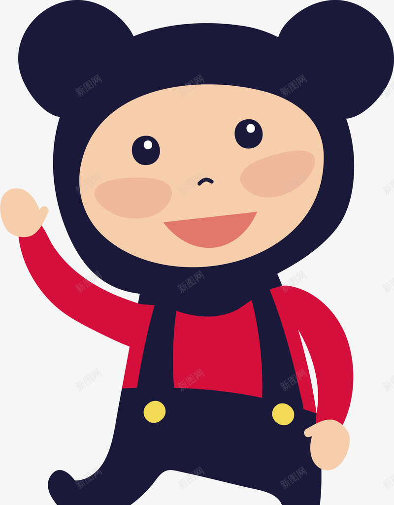 可爱小熊装扮png免抠素材_88icon https://88icon.com 可爱小孩 可爱装扮 小可爱 小熊装扮 打招呼 矢量png