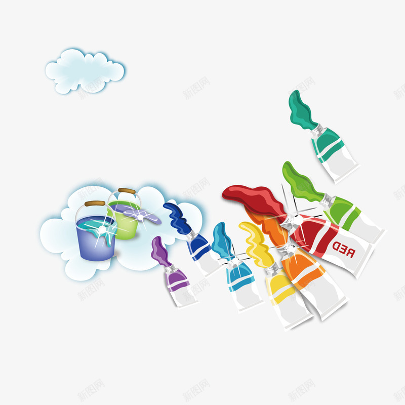 五彩颜料png免抠素材_88icon https://88icon.com 云 卡通 彩绘 画笔