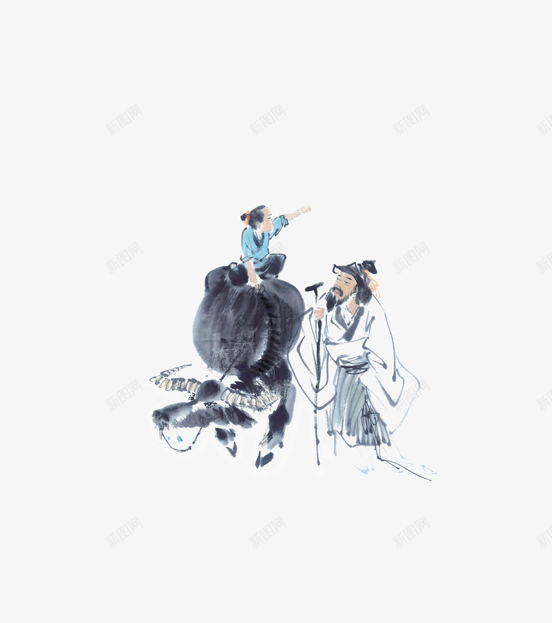 老人小孩老牛png免抠素材_88icon https://88icon.com 清明节 老人小孩 老牛