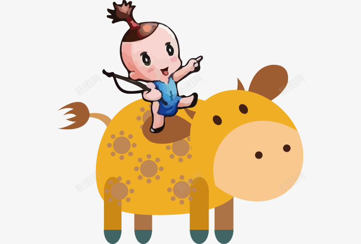放牛郎png免抠素材_88icon https://88icon.com 创意网 卡通 卡通放牛小孩 大黄牛 放牛娃