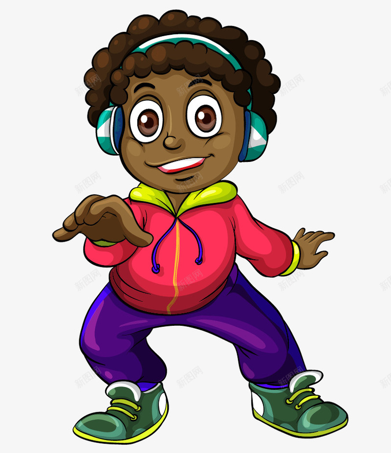 卡通听音乐的黑人小孩子png免抠素材_88icon https://88icon.com PNG 卡通 听音乐 小孩子 耳机 黑人