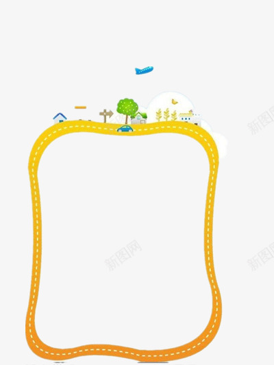 黄色流线状现代边框png免抠素材_88icon https://88icon.com 城市生活 流线型 边框 黄色