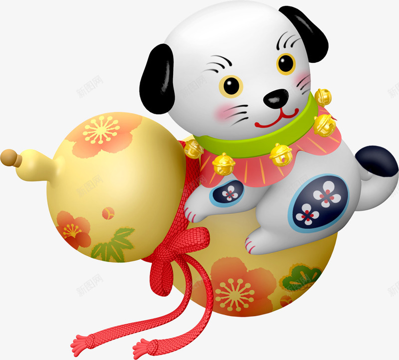 卡通抱着葫芦的小狗png免抠素材_88icon https://88icon.com 动物 卡通 吉祥 彩绘 手绘 抱着葫芦 狗年 装饰物