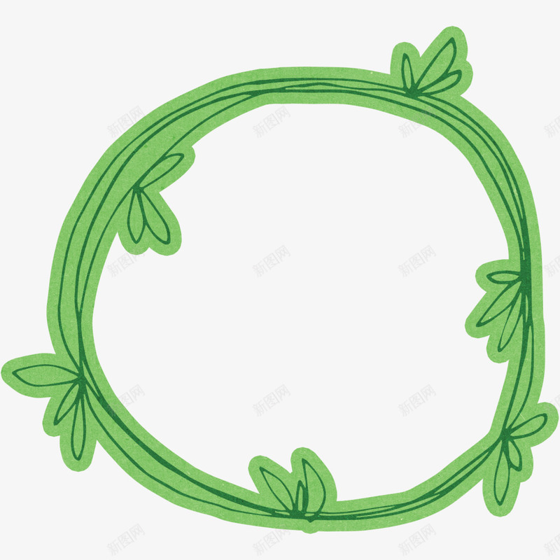 绿色枝蔓png免抠素材_88icon https://88icon.com 叶子 手绘圆环 枝叶圆环 树叶