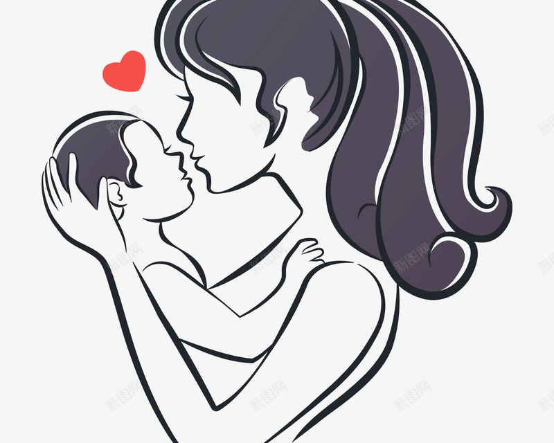 母亲节线条画2png免抠素材_88icon https://88icon.com 抱婴儿 母亲节 母爱 矢量母亲 线条画