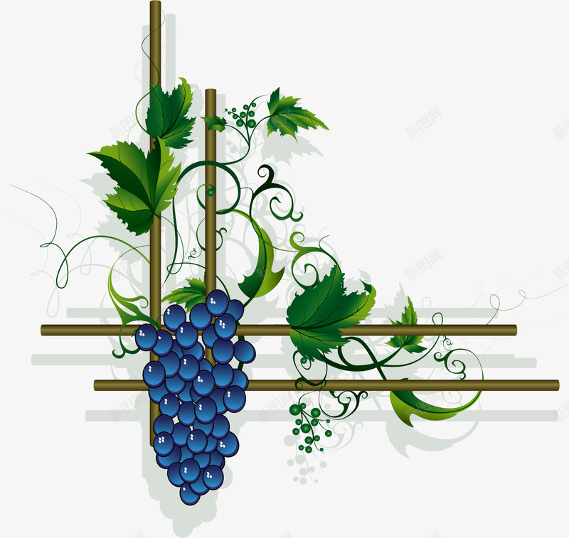 卡通葡萄装饰矢量图ai免抠素材_88icon https://88icon.com 卡通葡萄装饰 卡通葡萄装饰矢量素材 水果 淘宝素材 蓝色 食品 矢量图