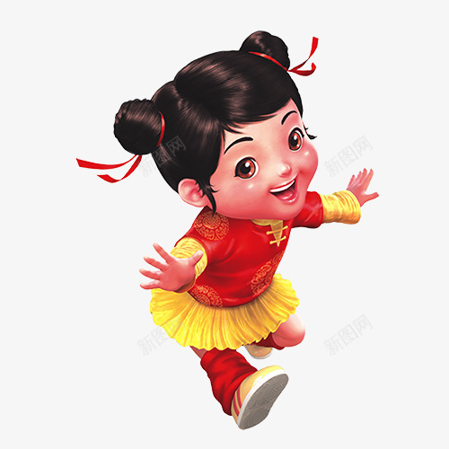 可爱福娃女孩png免抠素材_88icon https://88icon.com 可爱 图片 女孩 过年