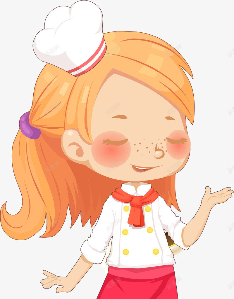 手绘厨师矢量图ai免抠素材_88icon https://88icon.com 厨师 小女孩 手绘 矢量图