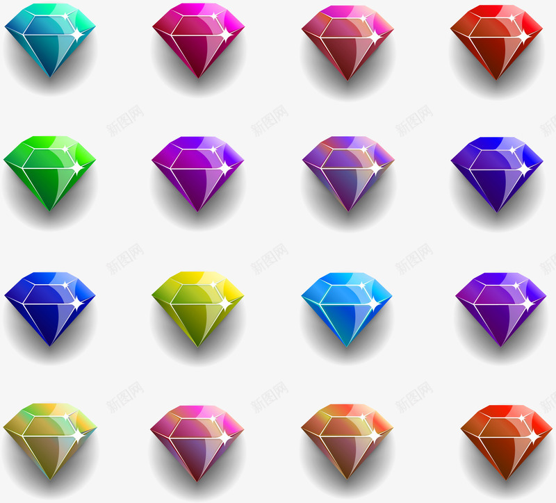 炫彩钻石水晶矢量图ai免抠素材_88icon https://88icon.com 宝石 水晶 炫彩 珠宝 钻石 矢量图