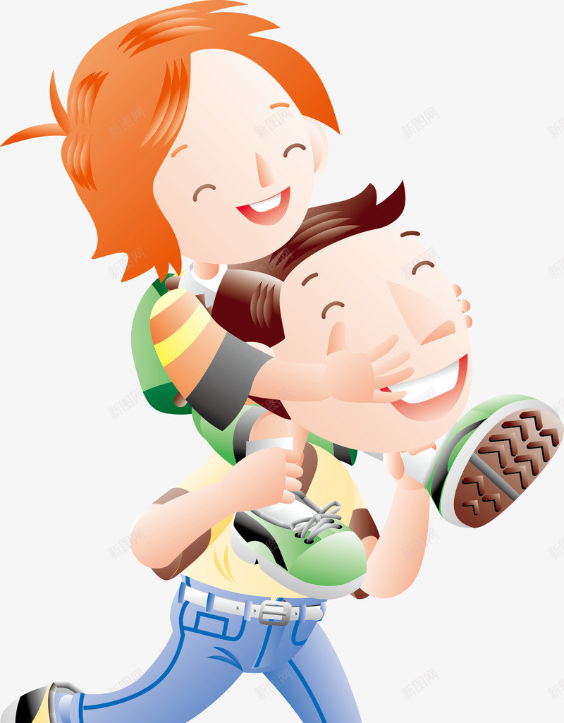 卡通奶爸矢量图ai免抠素材_88icon https://88icon.com 卡通人物 奶爸 小孩 带孩子 父亲 矢量图