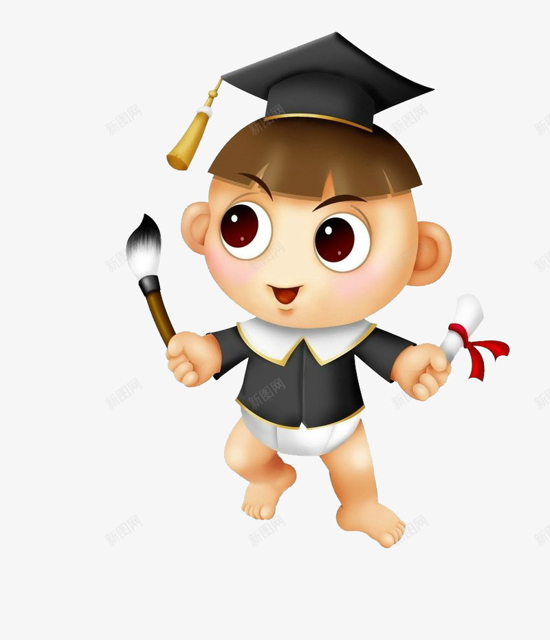 卡通小孩png免抠素材_88icon https://88icon.com 博士帽 卡通画 小孩 矢量装饰 装饰