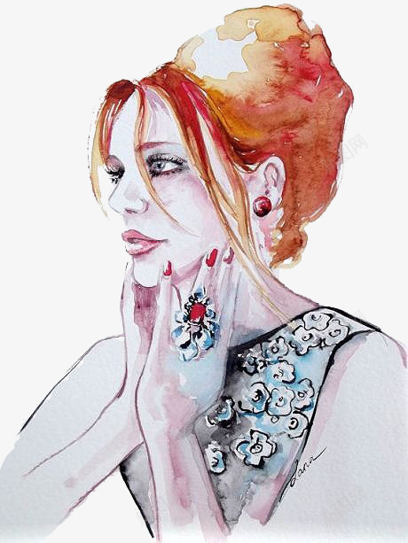 经典潮流美女绘画png免抠素材_88icon https://88icon.com 抽象画 时尚美女 水彩画