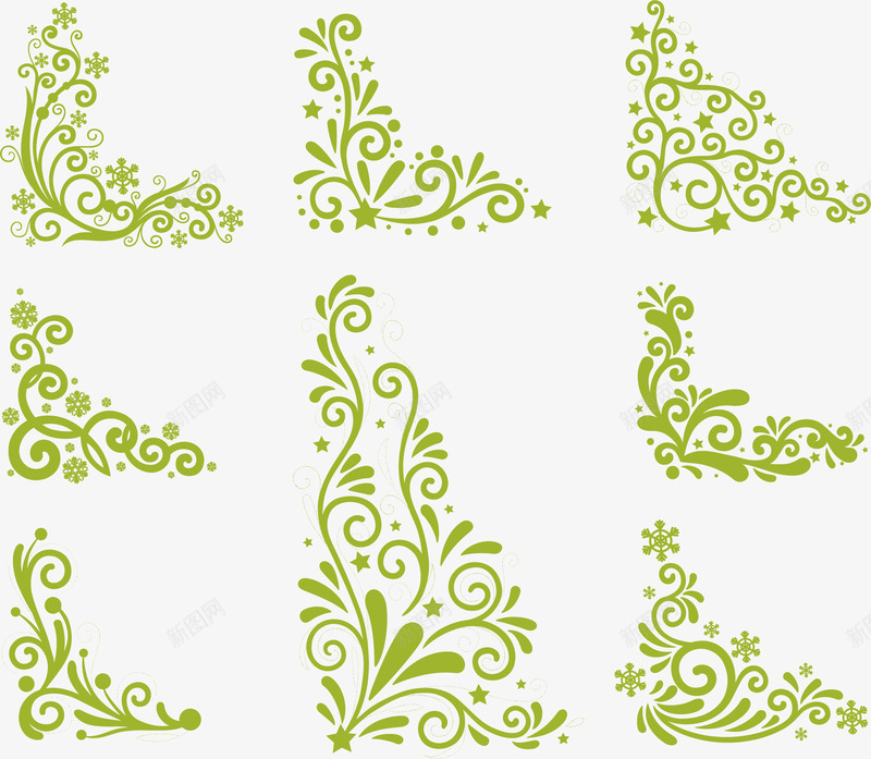 手绘装饰花纹矢量图ai免抠素材_88icon https://88icon.com 手绘 花纹 花边 角饰 边框 矢量图
