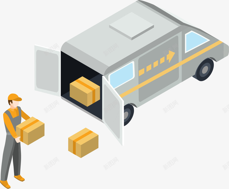 立体卡通快递搬运员png免抠素材_88icon https://88icon.com 五一节 劳作 劳动节 工作 快递员 搬运工 立体快递车