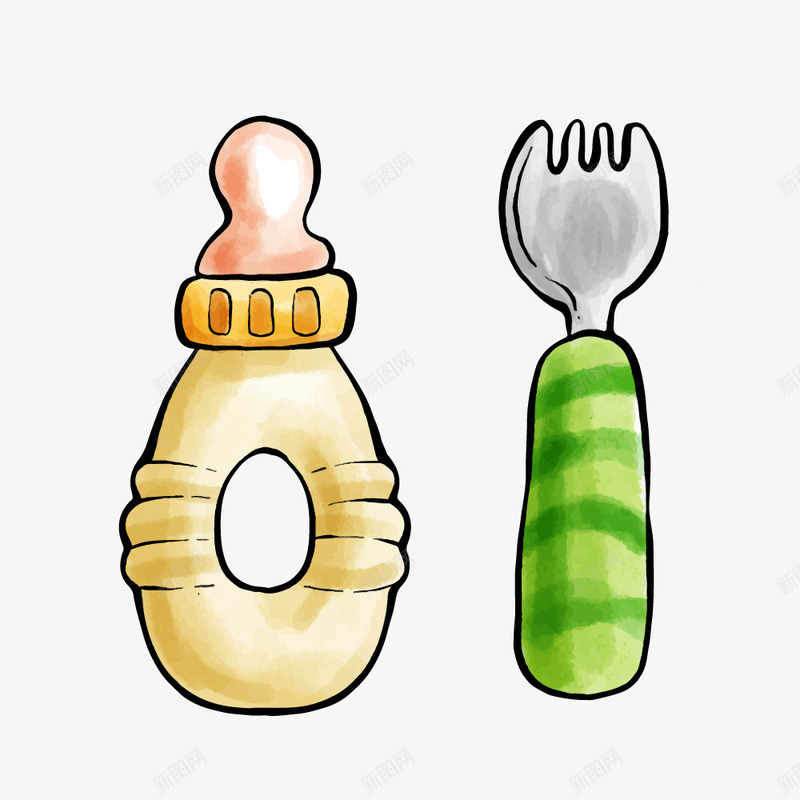 手绘水彩婴儿用品奶瓶小叉素png免抠素材_88icon https://88icon.com 健康的 奶瓶 婴儿用品 小叉 手绘水彩婴儿用品奶瓶小叉矢量素材免费下载 摇篮 摇篮奶粉 摇篮标志 水墨 用品 粉色 蓝色 襁褓baby 风格