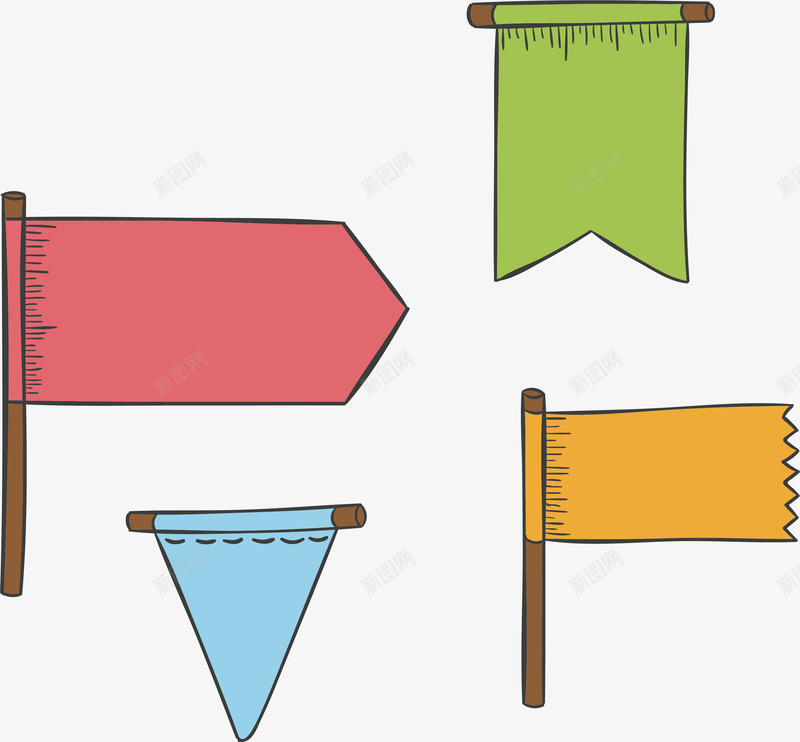 手绘小彩旗png免抠素材_88icon https://88icon.com 彩旗 狂欢继续 矢量素材 粉色彩旗