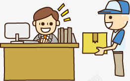 卡通办公人员和快递员png免抠素材_88icon https://88icon.com 办公室 卡通 快递员