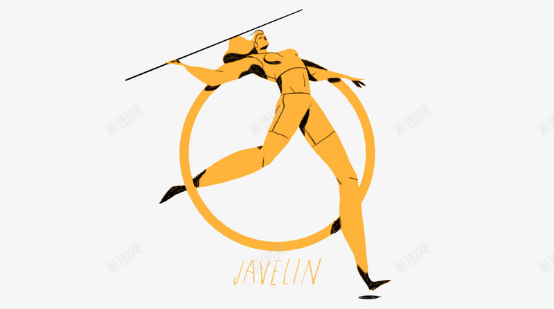 奥运会png免抠素材_88icon https://88icon.com 人物 卡通 圆环 投标枪 运动 运动项目 黄色
