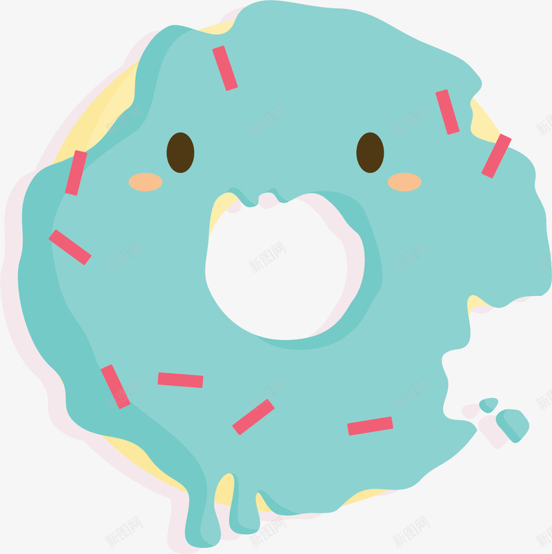 绿色奶油卡通甜甜圈矢量图ai免抠素材_88icon https://88icon.com 卡通甜甜圈 甜点 甜甜圈 矢量png 绿色奶油 美味甜甜圈 矢量图