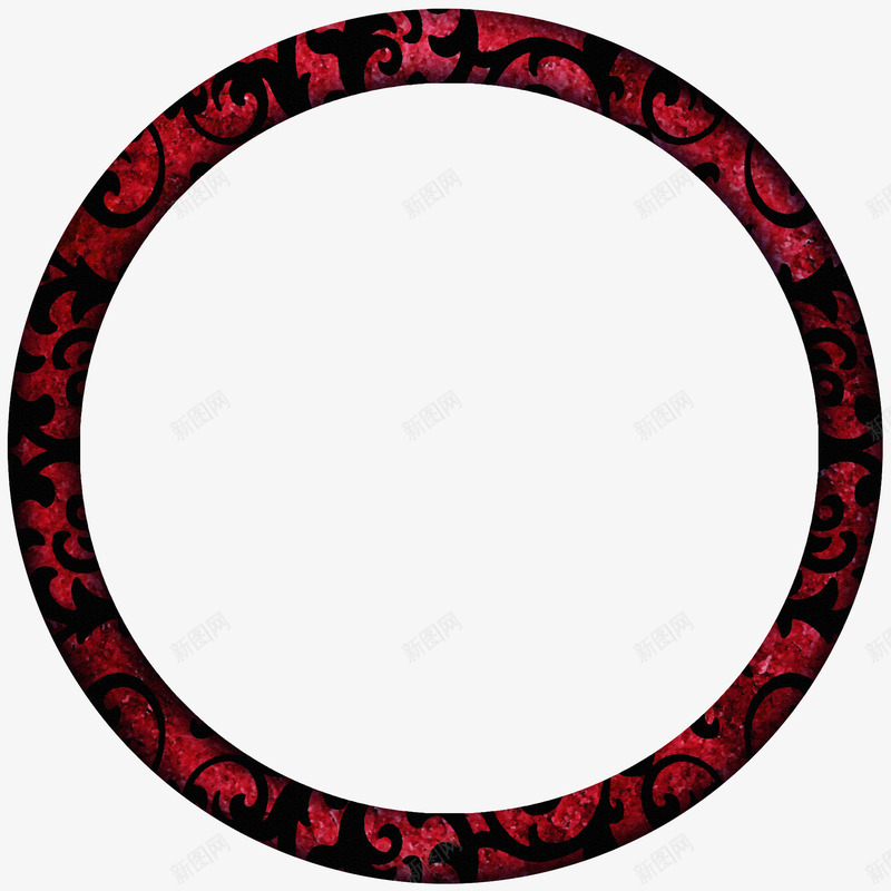 红色花纹圆环png免抠素材_88icon https://88icon.com 红圆环 红色圆环 花纹圆环 装饰圆环