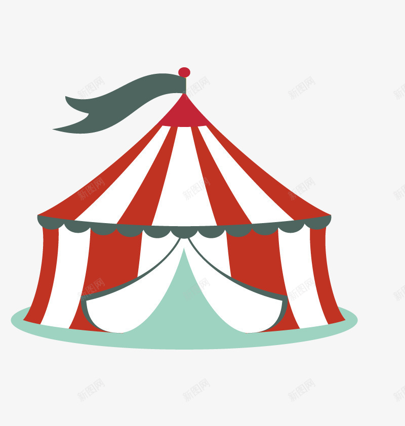 马戏团png免抠素材_88icon https://88icon.com 卡通 帐篷 条纹 红色