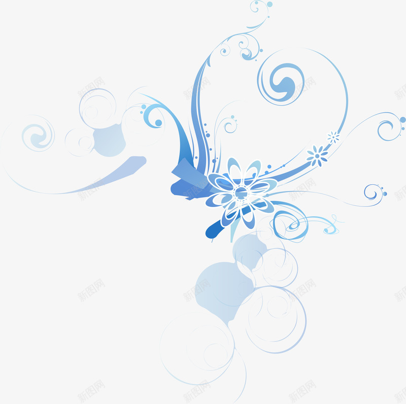 蓝色潮流花纹png免抠素材_88icon https://88icon.com AI 底纹 手绘 潮流 线条 花纹 蓝色