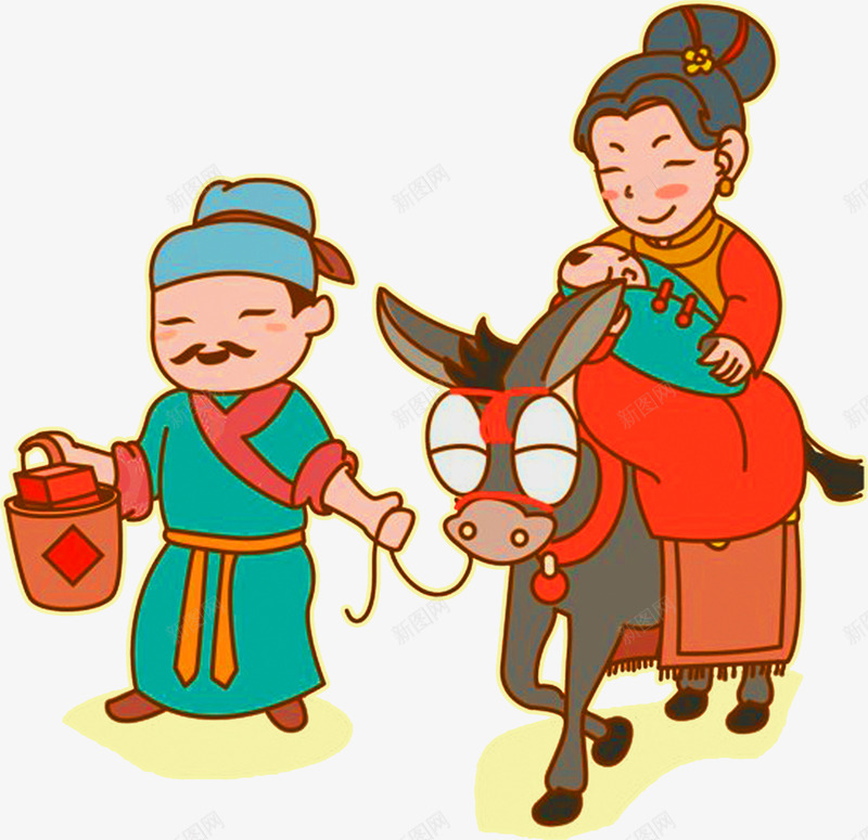 卡通骑驴回家过年png免抠素材_88icon https://88icon.com 卡通人物 回家 新年 新春 春节 过年 骑驴