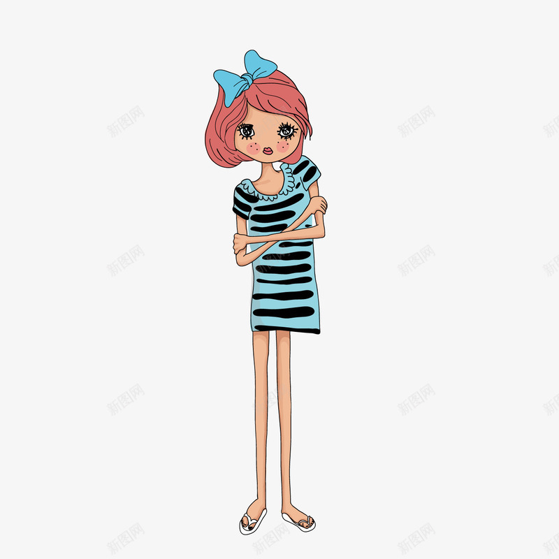 手绘蓝色条纹T恤美女png免抠素材_88icon https://88icon.com T恤 手绘 条纹 美女 美女人物 蓝色