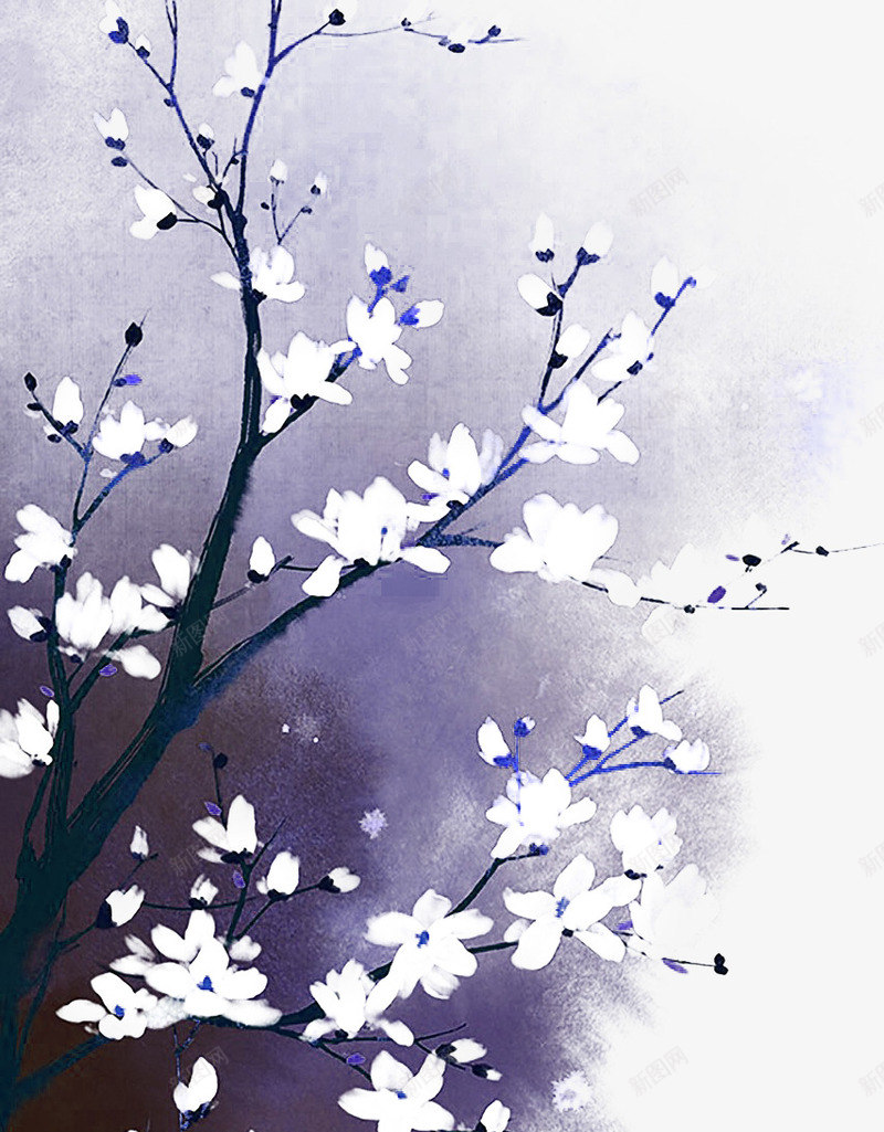 蓝紫色清新花枝边框纹理png免抠素材_88icon https://88icon.com 免扣PNG 清新 花枝 蓝紫色 边框纹理