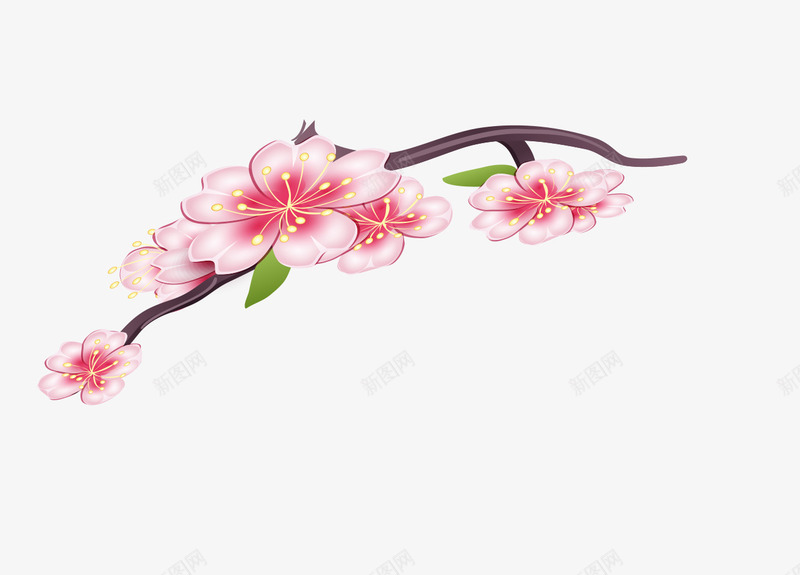 粉色清新手绘桃花枝png免抠素材_88icon https://88icon.com 手绘 桃花枝免抠PNG 清新 粉色