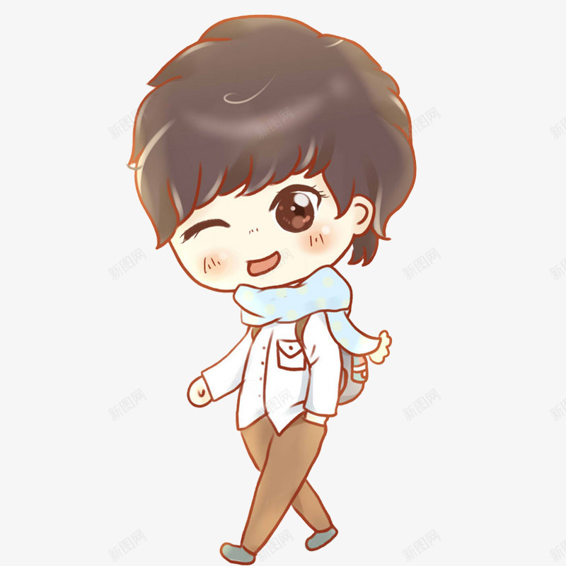 时尚的男孩子png免抠素材_88icon https://88icon.com 卡通 围巾 帅气的 插图 时尚的 眨眼 短发