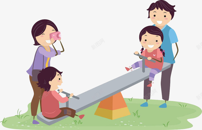 全家玩跷跷板png免抠素材_88icon https://88icon.com 全家 孩子 父母 跷跷板