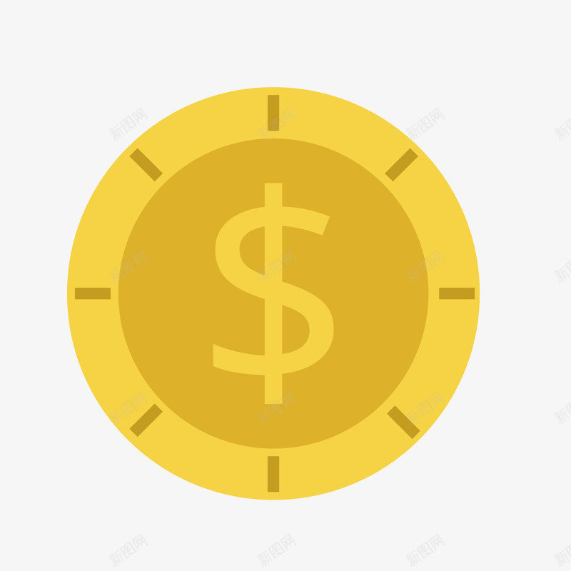 金色金币矢量图ai免抠素材_88icon https://88icon.com 反光 圆环 扁平化 符号 财富 质感 金色 矢量图