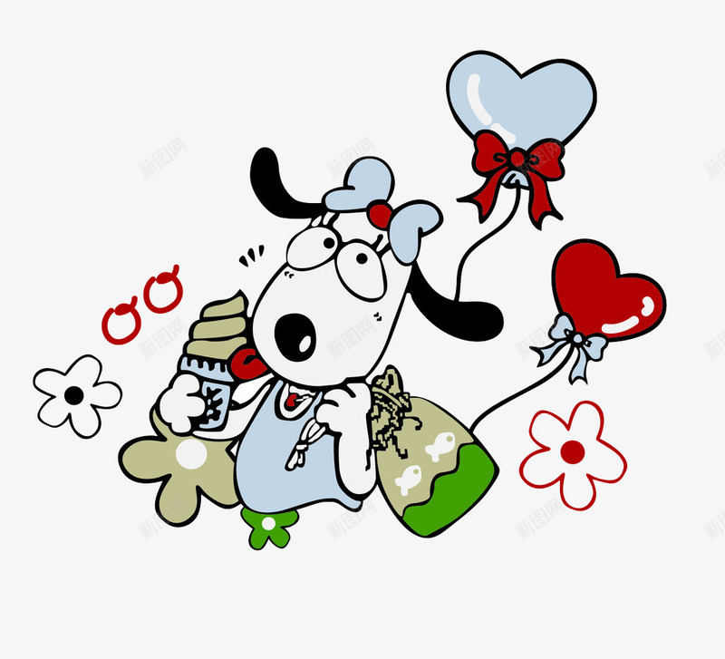 卡通购物的小狗图png免抠素材_88icon https://88icon.com 动物 卡通 可爱的 小狗 插图 时尚的 爱心 购物