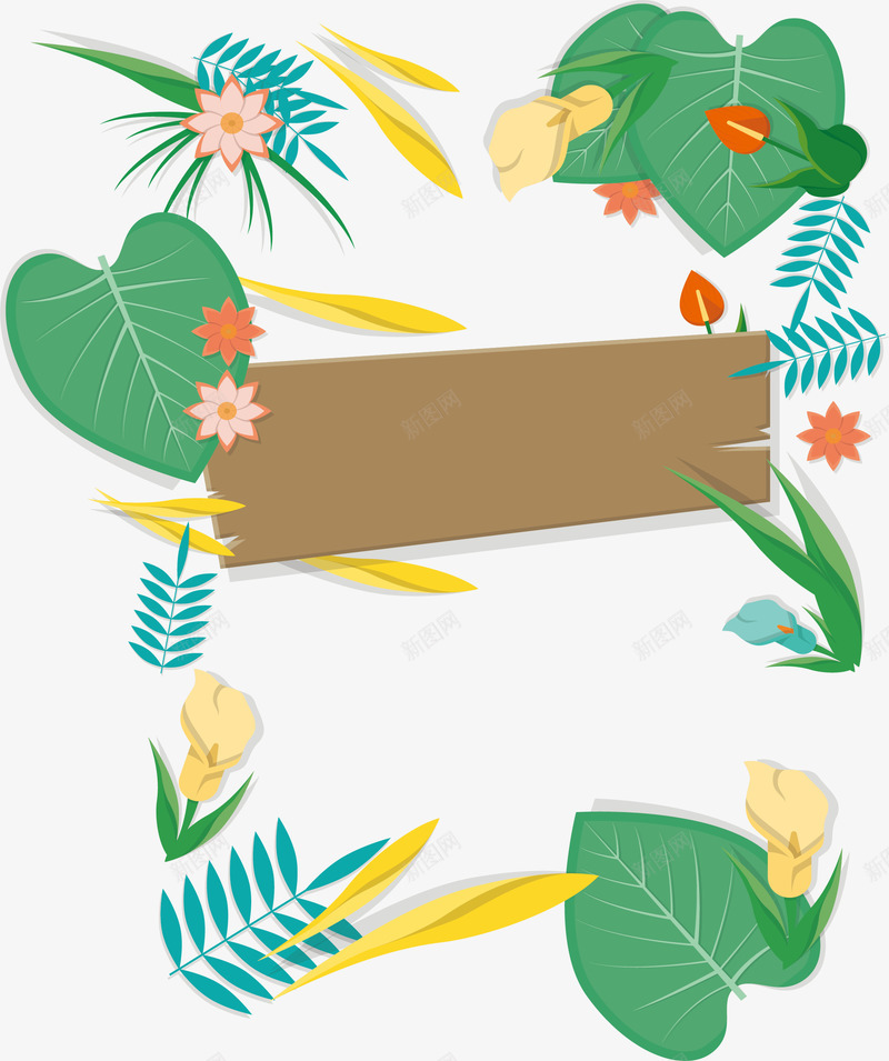 芭蕉树叶边框海报png免抠素材_88icon https://88icon.com 夏日海报 木板 热带植物 矢量png 芭蕉叶 芭蕉边框