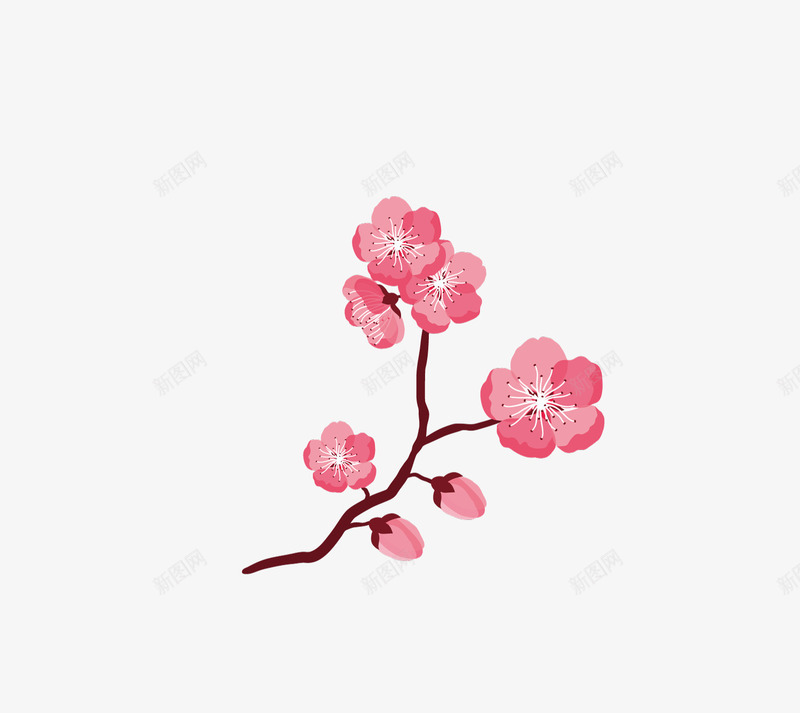粉色盛开的桃花png免抠素材_88icon https://88icon.com 手绘花朵 桃花 桃花枝 粉色花朵 花卉 花朵 花朵装饰