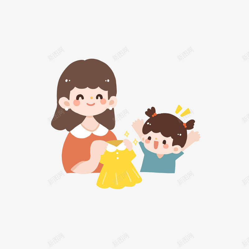 卡通手绘开心的孩子与母亲png免抠素材_88icon https://88icon.com 创意 动漫动画 卡通人物 卡通手绘 可爱的孩子与母亲 开心的孩子