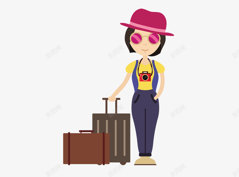 手拉行李箱的女孩图png免抠素材_88icon https://88icon.com 卡通手绘 女孩 女生 孩子 旅行 水彩 箱子 行李箱