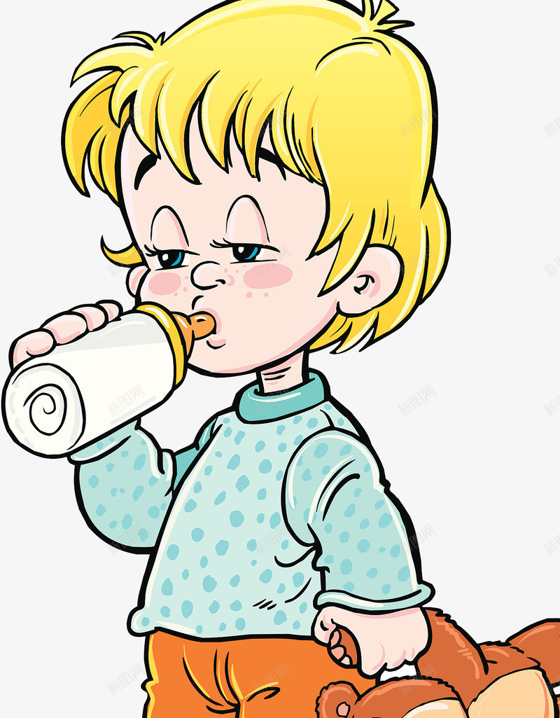 婴儿喝奶插画png免抠素材_88icon https://88icon.com 奶瓶 婴儿喝奶 插画 睡眼惺忪